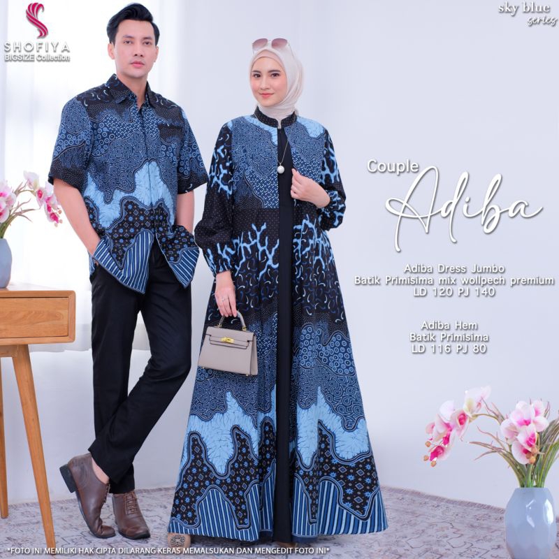 ADIBA COUPLE Jumbo Set Hem dan Dress / Set Couple / Couple premium / Couple best seller / Couple Leb