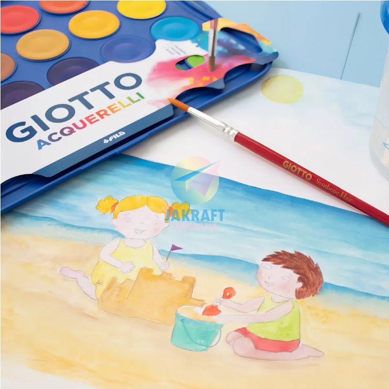 

(1 Set) Cat Air GIOTTO 12 Warna Watercolor Mini Acquerelli +Bonus 1 Pcs Kuas Lukis SF6