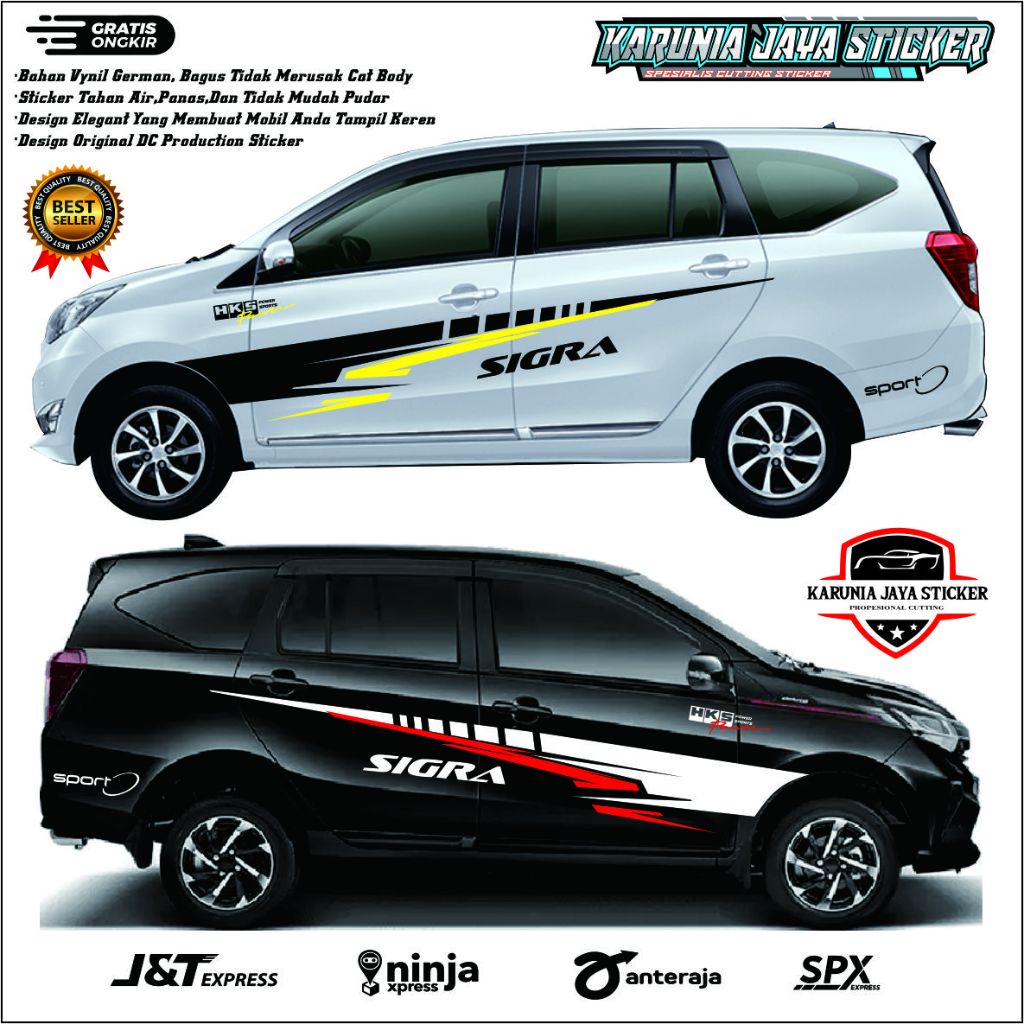 stiker cutting mobil sigra hitam putih promo list stiker mobil sigra terbaru