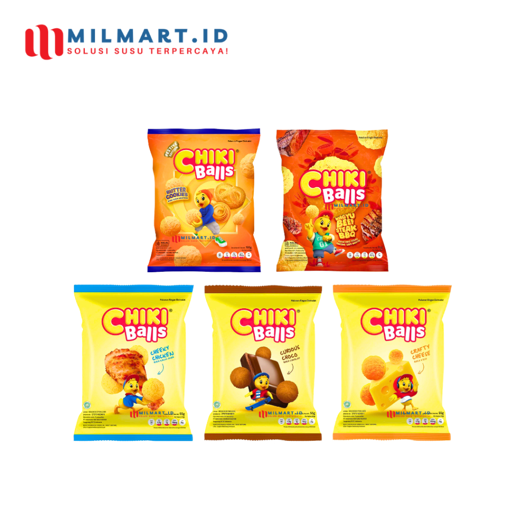 

CHIKI BALLS 55G/200G KEJU CHOCOLATE CHEEKY CHICKEN BUTTER COOKIES WAYGU BBQ CAMILAN JAJAN