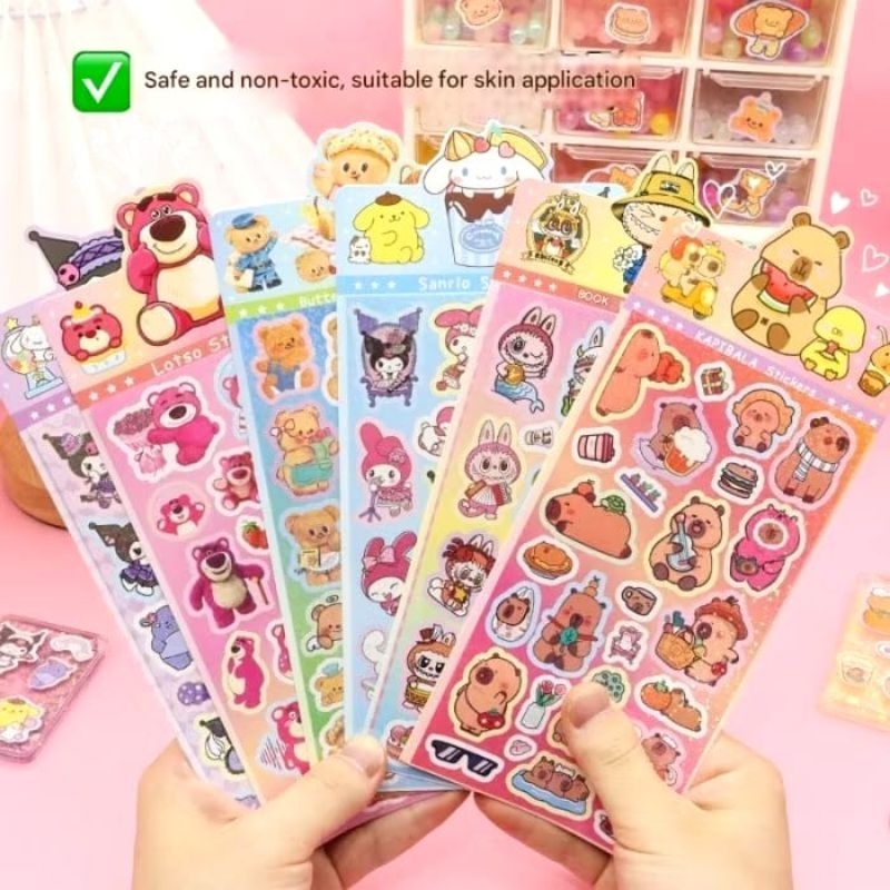 

Stiker murah kilat labubu capybara / Sticker Lucu / Sticker murah kartun anak