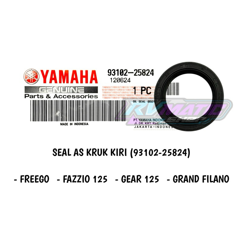 SEAL AS KRUK KIRI FREEGO FAZZIO GEAR 125 GRAND FILANO ORIGINAL YAMAHA (93102-25824)