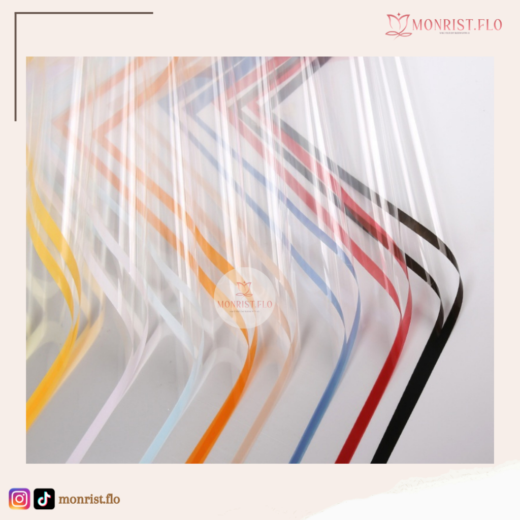 

Monrist Flo - Plastik Bening Garis Pinggir Berwarna / Transparent List Color Flower Wrapping / Pembungkus Kado Bening Pinggiran Berwarna / Plastik Kado Wedding Hadiah Bouquet