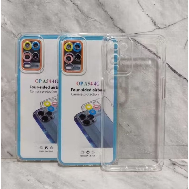OPPO a54 4G case hitam bening SoftCase Soft Case TPU Kristal Bening Tahan Banting FULL KARET