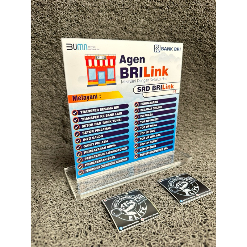 

BAHAN KUAT TEBAL UKURAN 18x18cm AKRILIK MEJA AGEN BANK BRI BRILINK LINK