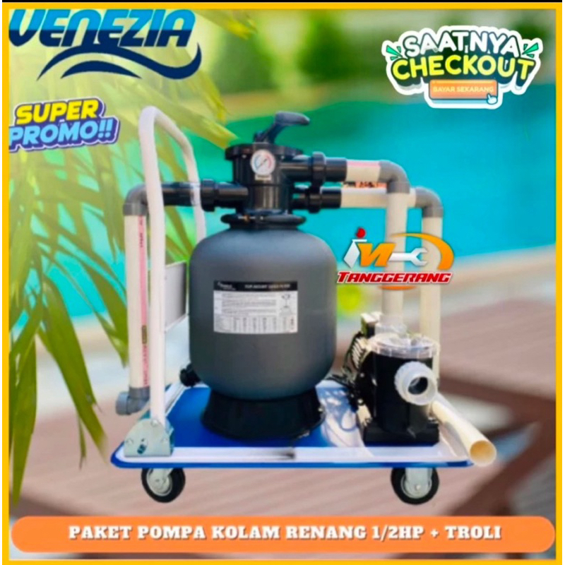 Pompa Vacum Kolam Renang Portable Troli Mesin Pompa Kolam Renang 1HP