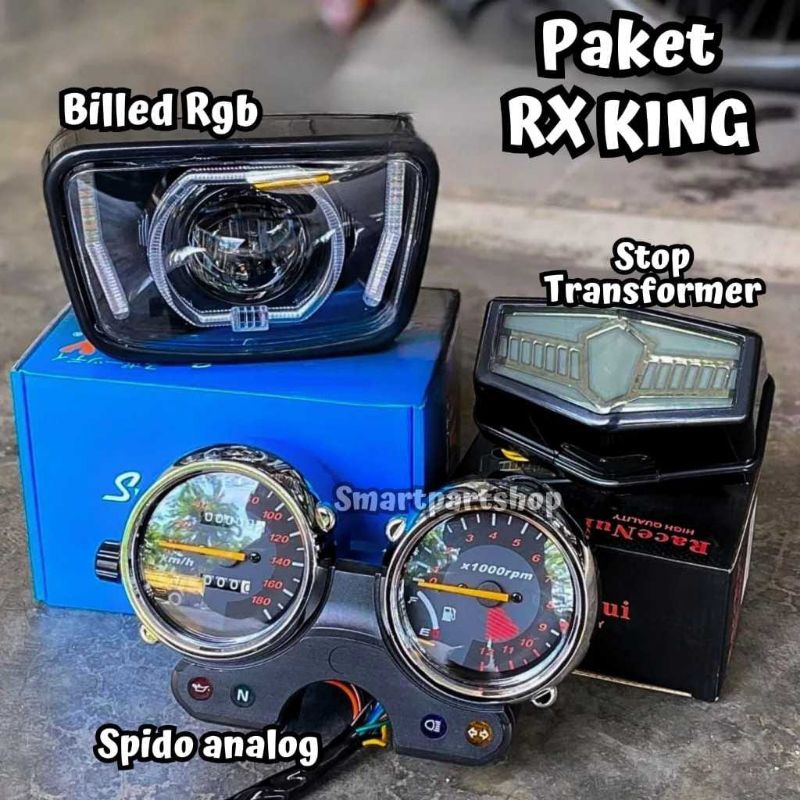 LAMPU DEPAN RX KING BILET BILED RGB PLUS SEIN LAMPU BELAKANG STOPLAM RX KING TRANSFORMERS
