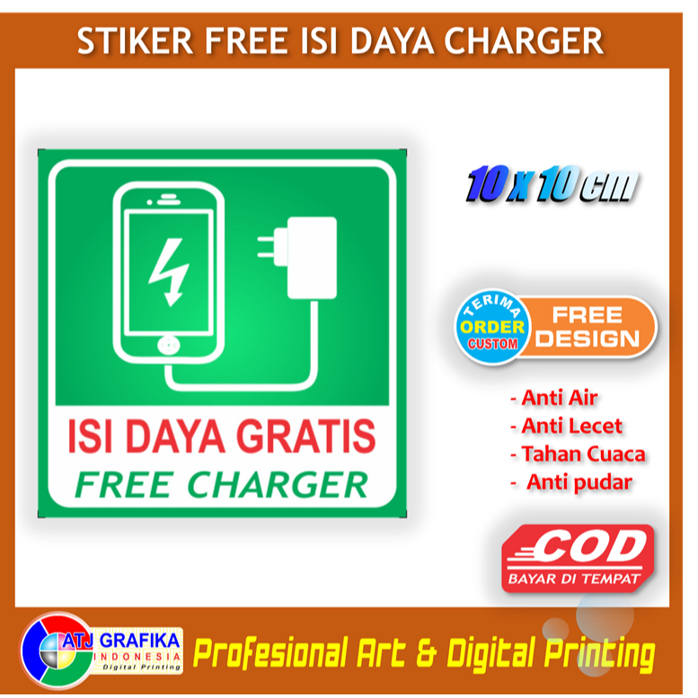 

Stiker isi daya gratis free charger informasi layanan konsumen sticker restoran warung toko dll