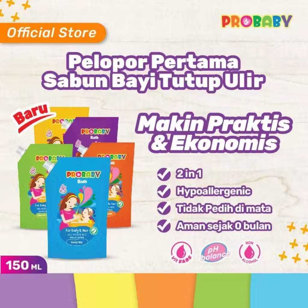 PROBABY BATH HAIR & BODY SABUN MANDI SHAMPO BAYI POUCH 150ML