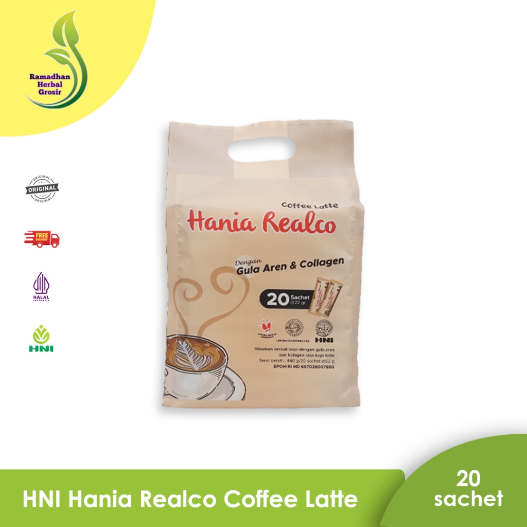 

HNI Hania Realco Coffee Latte 20 sachet Original Kopi Gula Aren & Kolagen