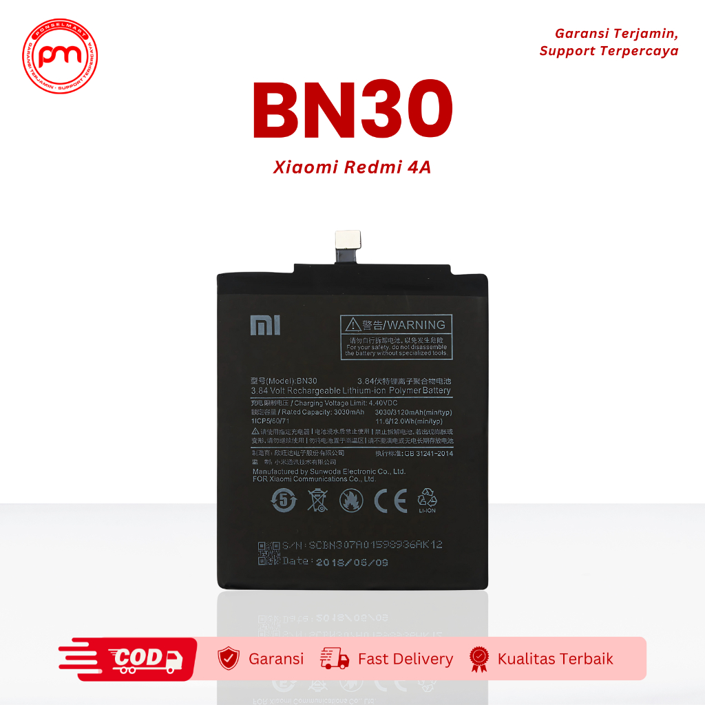 Battery Xiaomi BN30 Redmi 4A Original