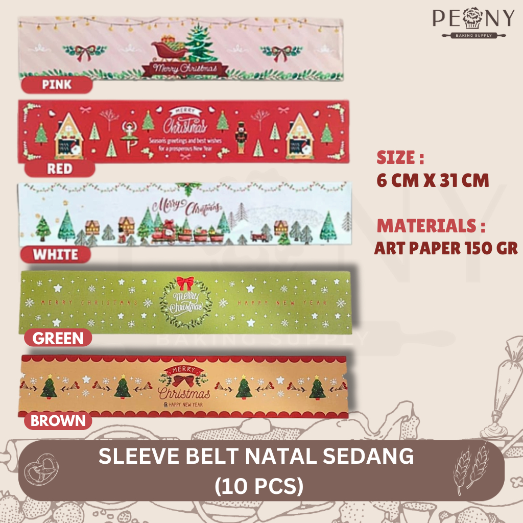 

(1 PAK) SLEEVE BELT NATAL UKURAN SEDANG / DEKORASI HAMPERS NATAL / HIASAN TOPLES NATAL