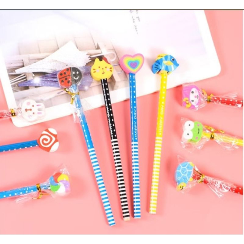 

Pensil Karakter Kartun Lucu, Pencil Cartoon, Pensil dengan penghapus Karakter Murah