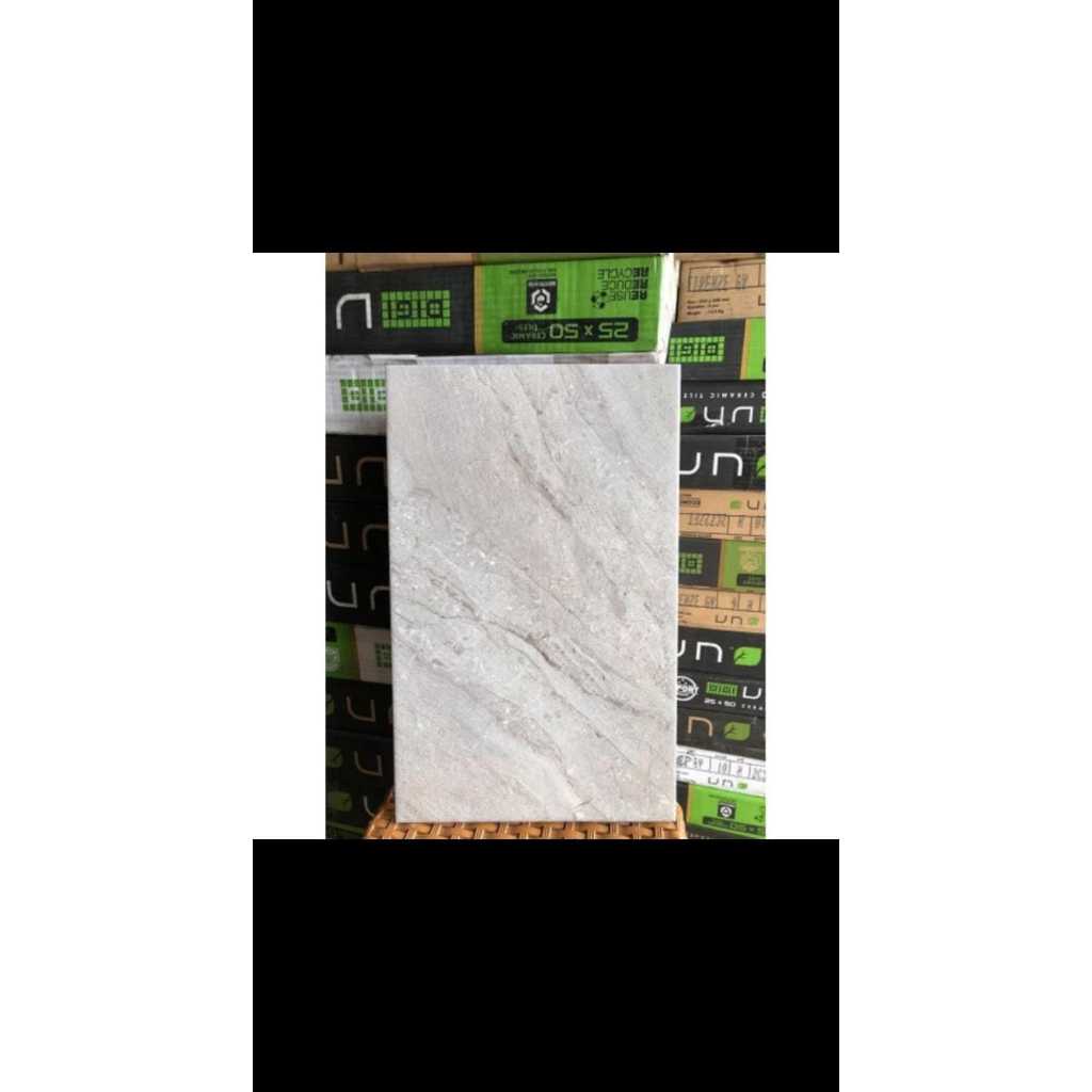 KERAMIK DINDING KAMAR MANDI MINIMALIS GLOSY | UNO JASMINE GREY 25X40