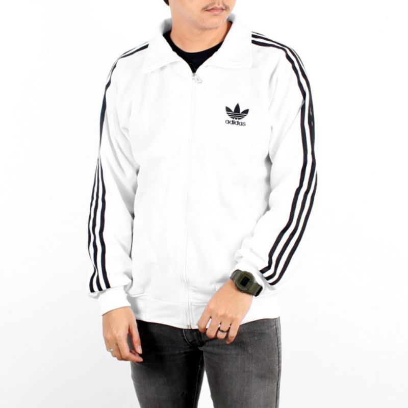 Jaket Tracktop Adidas 3foil Cassual Putih List Hitam Premium Full Tag Label