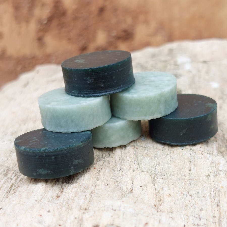 Bahan Batu Giok Asli Natural Jadeite Jade Type A Bulat Koin Rough Gemstone Permata