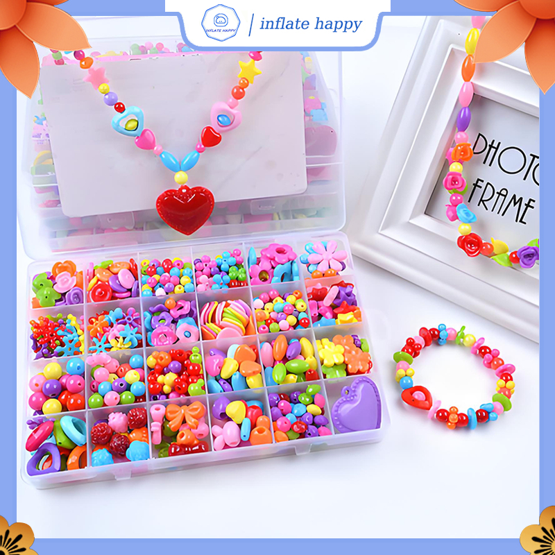 DIY Manik Manik Gelang Set Kotak Dan Tali Lengkap Pernik Pernik Mainan Diy Anak Perempuan