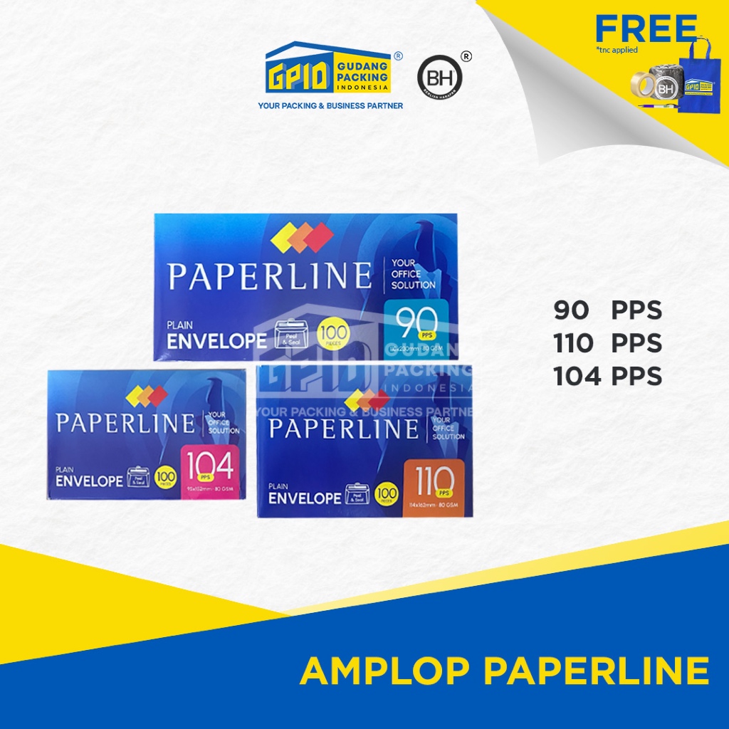 

PAPERLINE - Amplop Plain Putih Polos 90/ 104/ 110 PPS 80gsm isi 100pcs