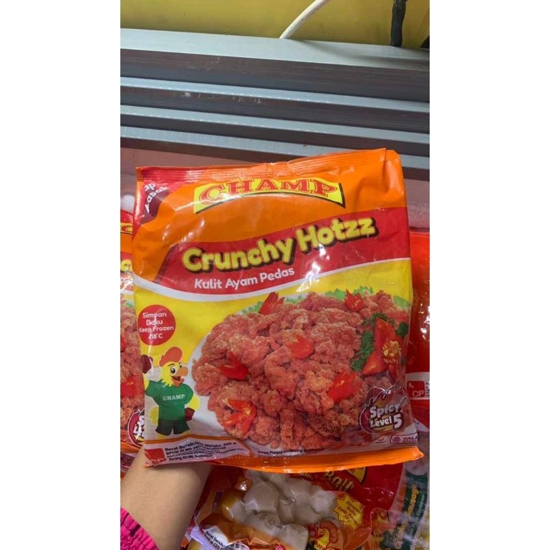 

Champ Crunchy Hotzz Kulit Ayam Pedas 300g