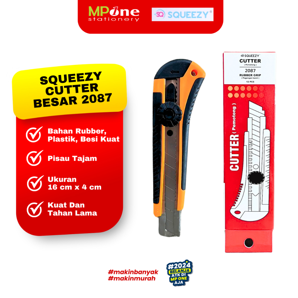 

Squeezy Cutter Besar 2087 / Alat Pemotong Pisau Tajam / Pisau Cutter Besar Squeezy 2087