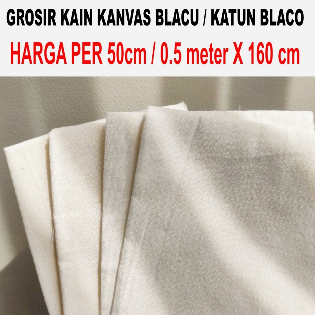 Kanvas lukis DIY CRAFT kain kanvas blacu polos meteran untuk media ecoprint pounding 50x160cm tebal
