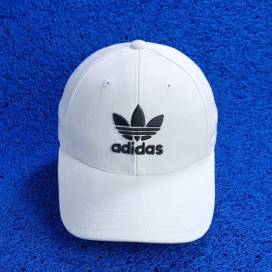 topi adidas bunga putih tebal