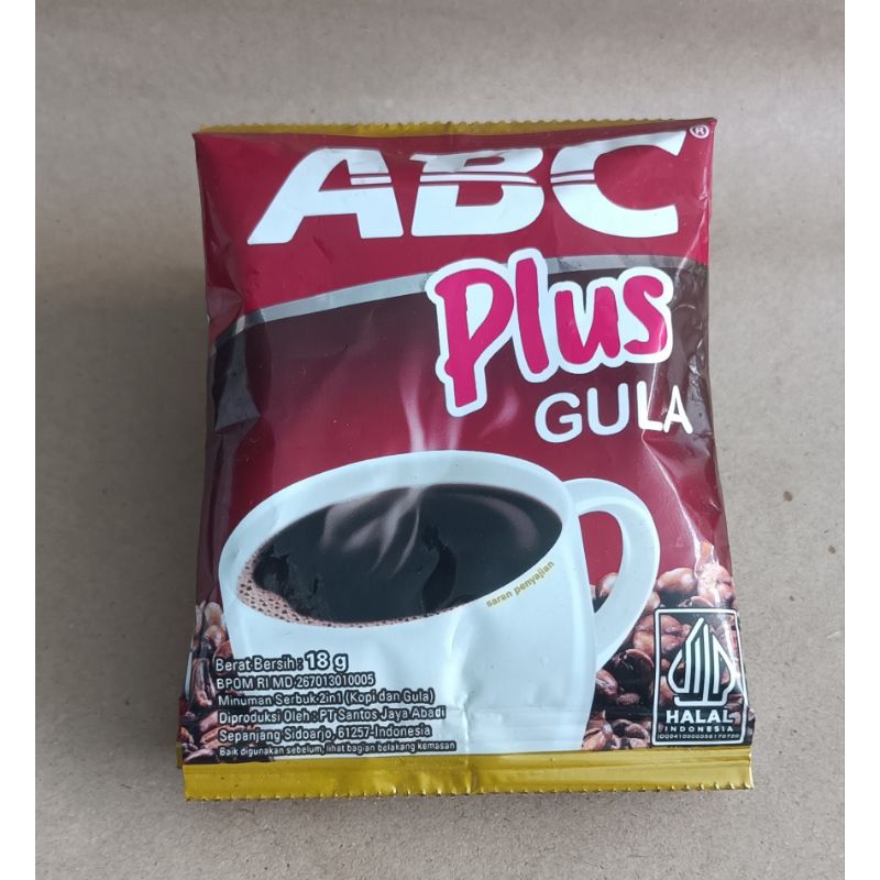 

Ready !!! Kopi ABC Plus Gula 1 Renceng isi 10 pcs (10 x 18 gr)