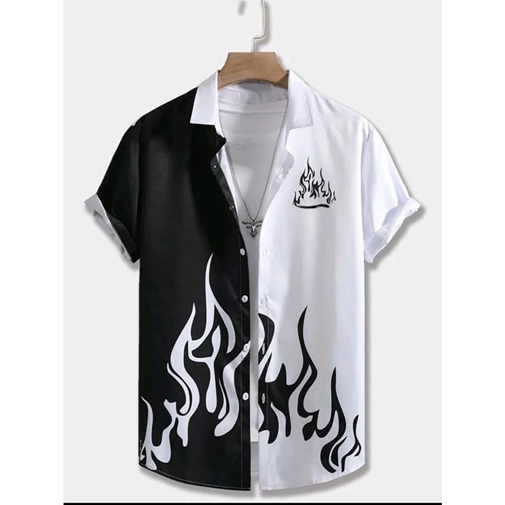GudangOutfit - KEMEJA LENGAN PENDEK FIR KOMBINASI