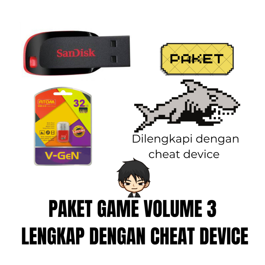 SanDisk Paket Game Volume 3 konsol PS2 dengan Cheat Device