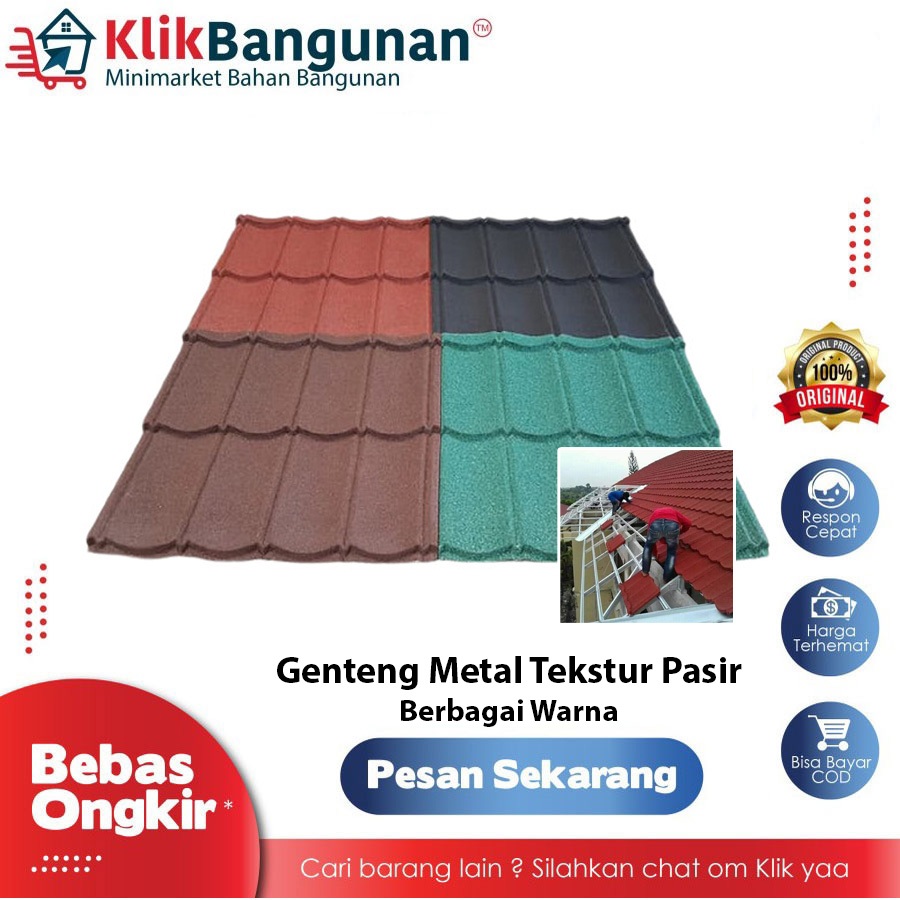 GENTENG METAL PASIR 80X80 CM / ATAP METAL BERBAGAI WARNA