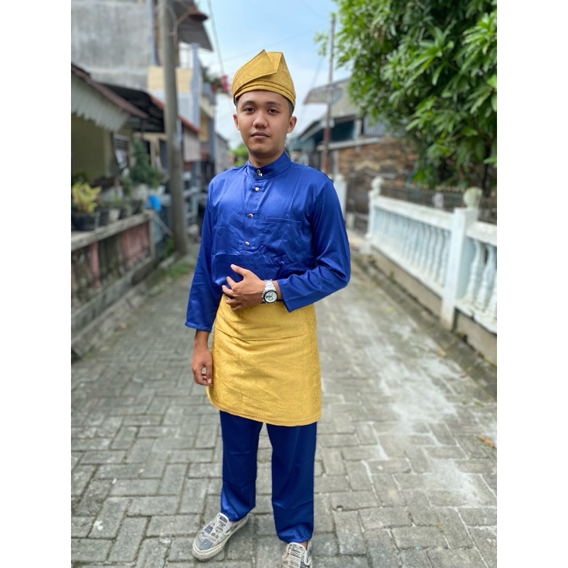 1SET BAJU MELAYU PRIA BEST SELLER  SETELAN BAJU MELAYU MALAYSIA  BAJU TELUK BELANGA PRIA BAHAN SATIN