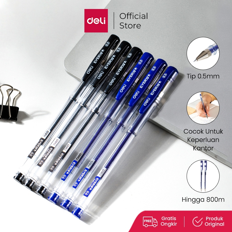 

Deli Pulpen Gel / Gel Pen 0.5 mm Nyaman Digenggam EG65 1 PCS
