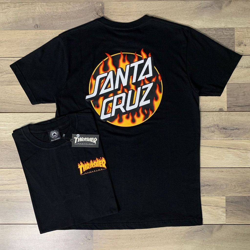 Kaos Santa Cruz Thirstasher X Thrasher Premium Kaos Distro Pria Bandung Cotton Combad 24s