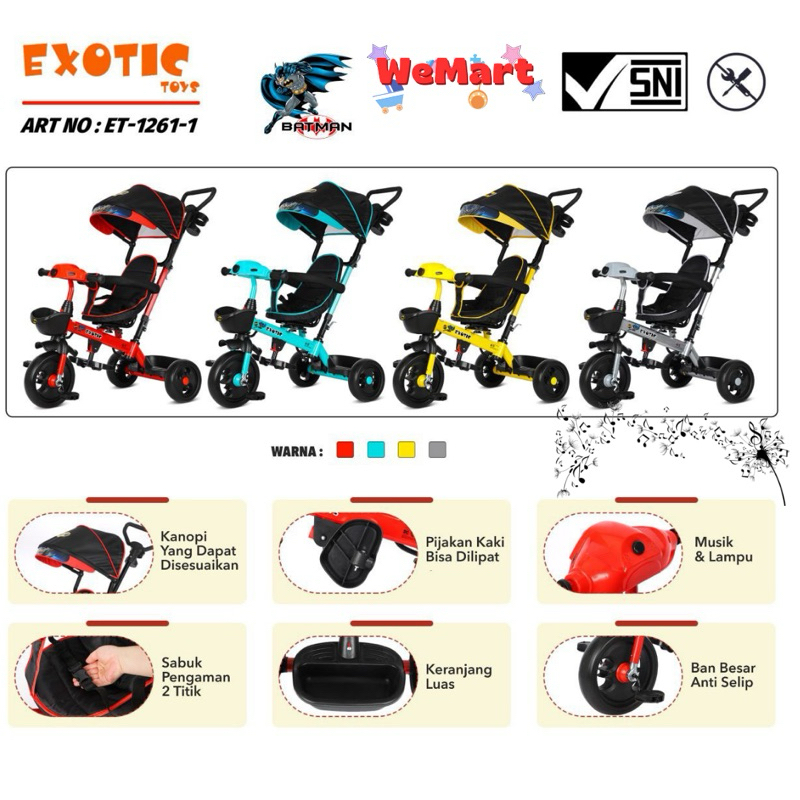 EXOTIC ET -1261-1 TRICYCLE (BATMAN) Sepeda roda tiga sepeda anak