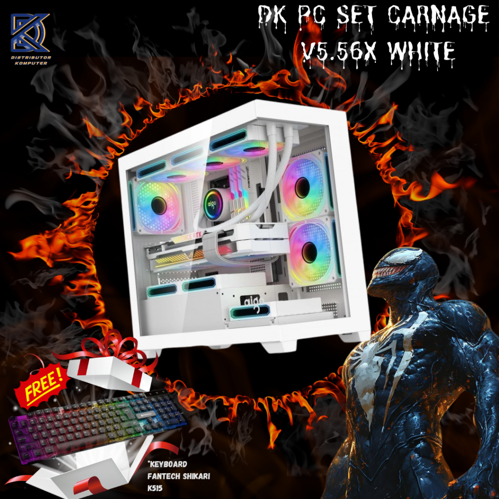 DK PC SET CARNAGE V5.56X WHITE - PC RAKITAN AMD RYZEN 5 5600X | RTX 3060 12GB | B550M | 2X8GB 3200MH