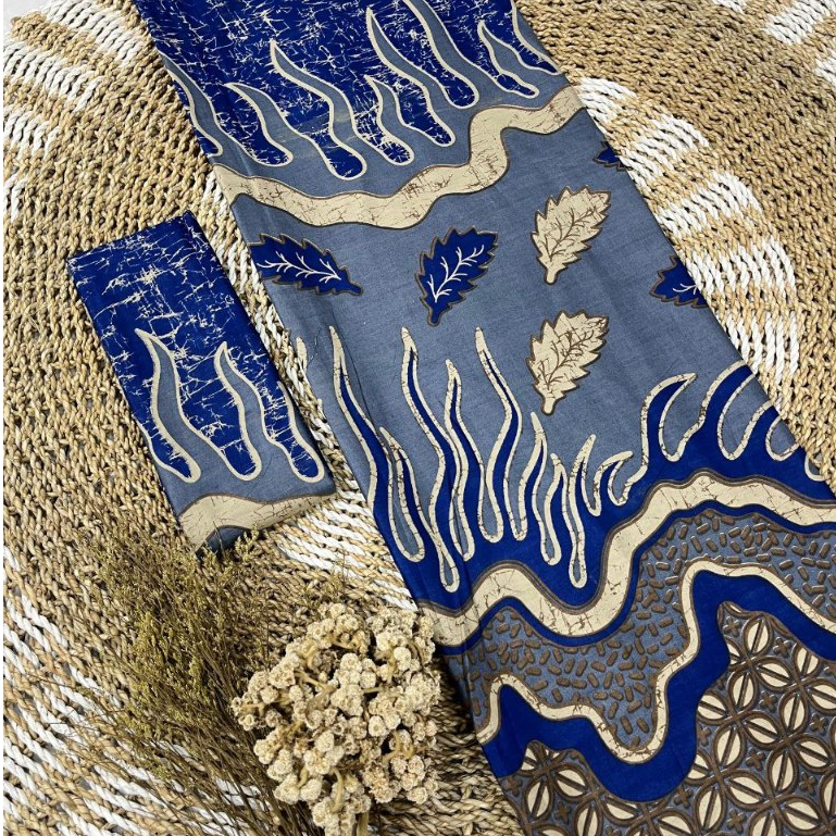 Kain Batik Motif Api Sukun Hijau Kuning Merah Oranye Biru Bahan Katun Pekalongan 2 Meter