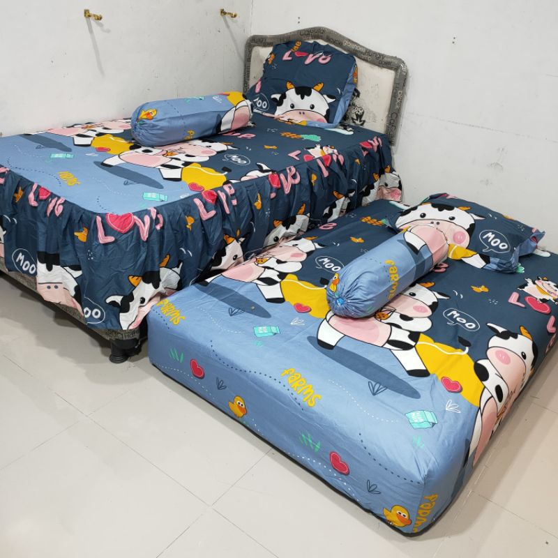 SPREI kasur sorong sprei rumbai ukur 120 seprai kasur tingkat motif terbaru