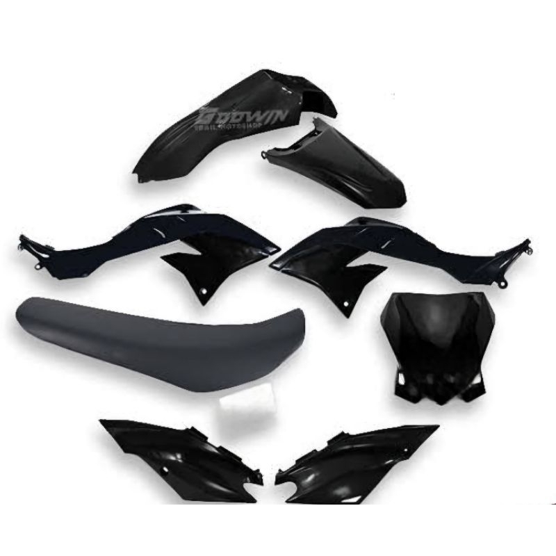cover body bodi fullset fulset full set hitam polos kawasaki klx 150 bf 2016-2022 original