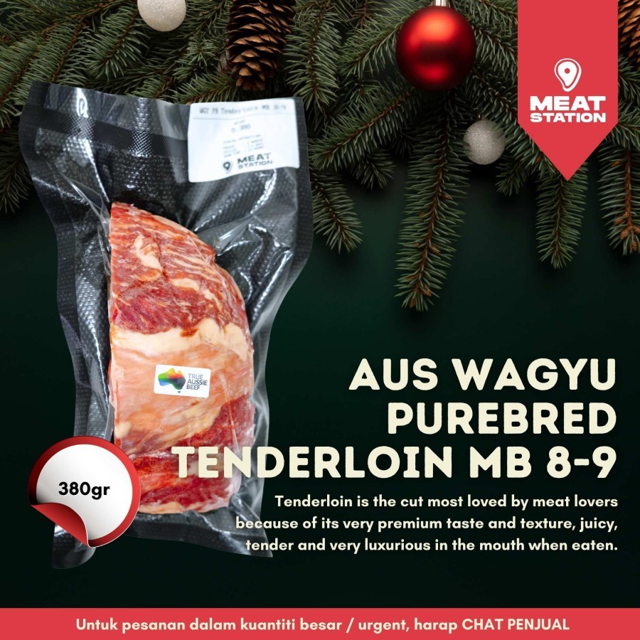 

AUS Wagyu Purebred Tenderloin MB 8-9 380g / Beef Steak / Beef Import