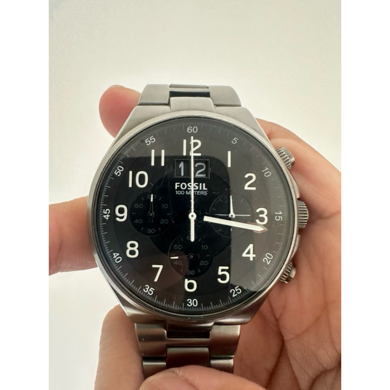 Second- FOSL CH2905 QUALIFIER WATCH GUN METAL STAINLESS STEEL CASE BRACELET CHRONOGRAPH