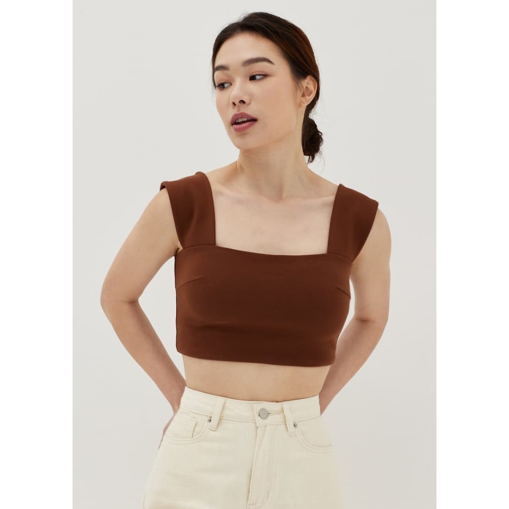 Zielle padded square neck crop tank