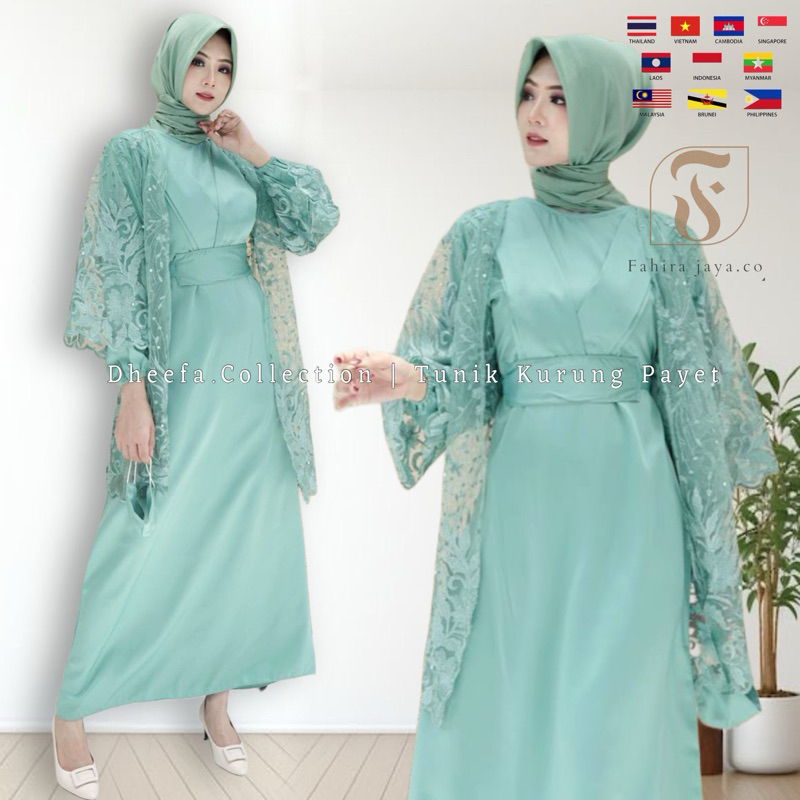 (Real pict) Dheefa - MAXI HIZZA DRESS - GAMIS TERBARU 2023 LEBARAN WANITA - GAMIS OUTER BRUKAT - GAM