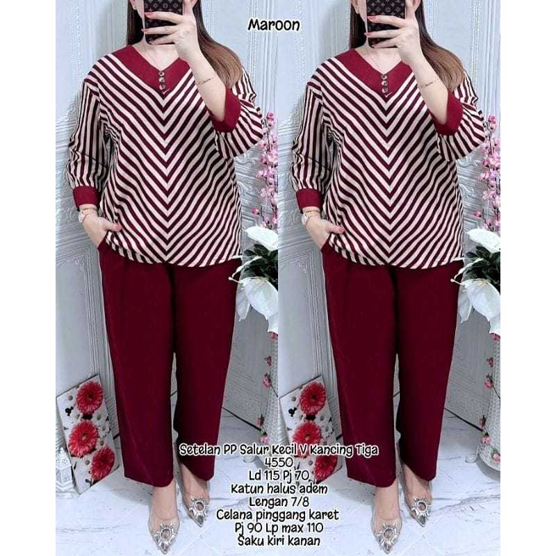 baju setelan wanita salur/baju setelan ibu ibu kekinian