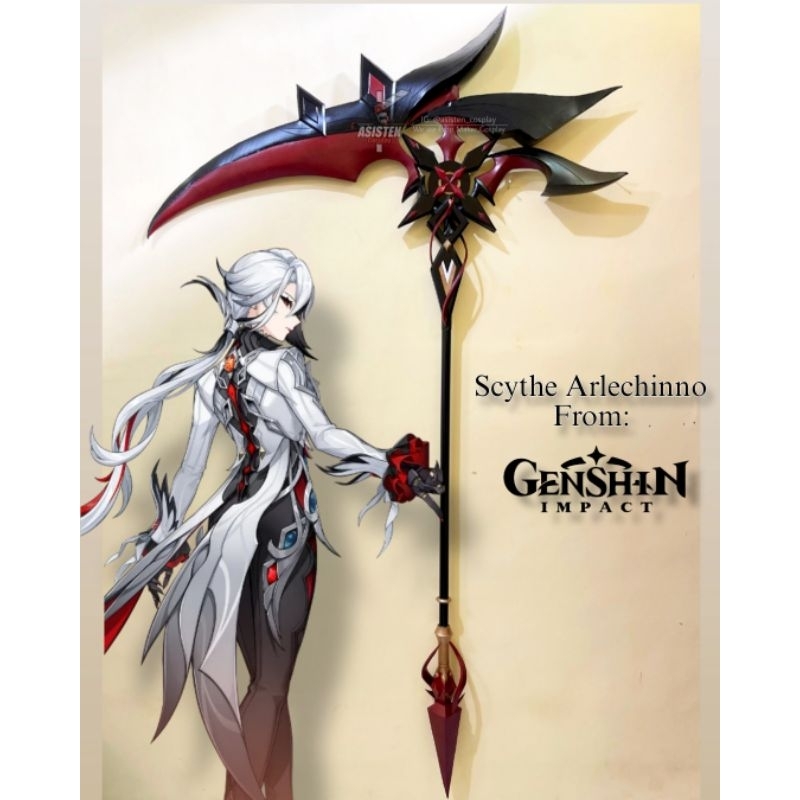 Weapon Cosplay Sabit Arlechinno Scythe Crimson Moon's Semblance Genshin Impact