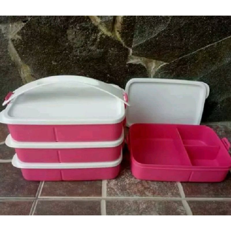 rantang ctg 4 susun pink sekat