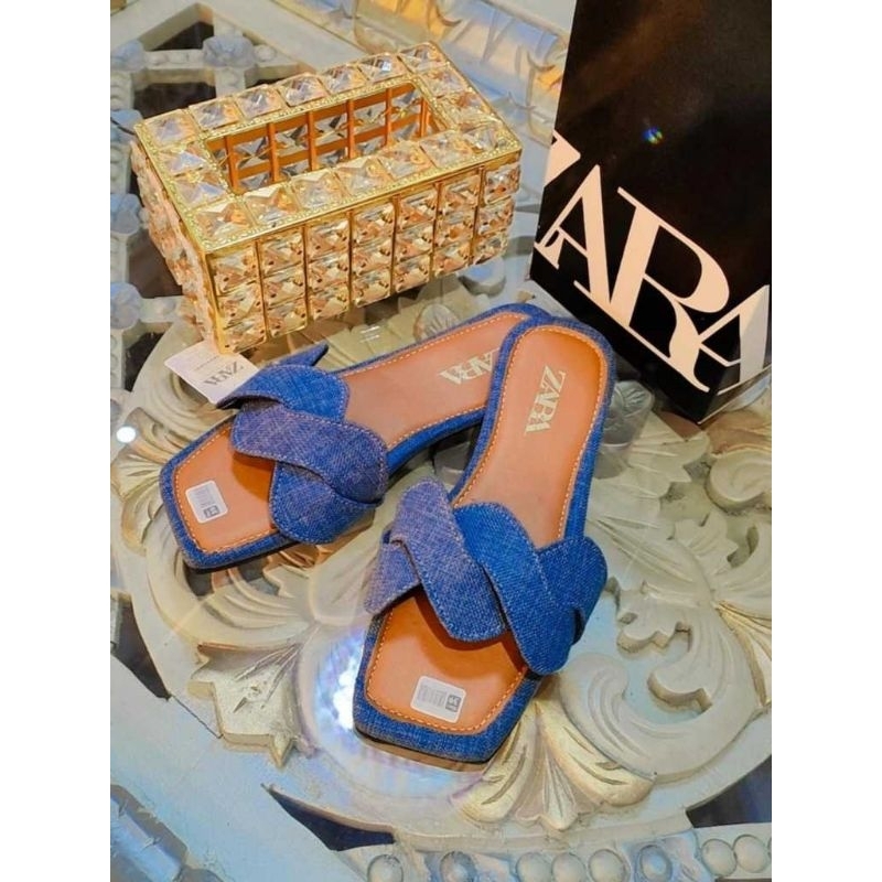 Sandal Selop Zara Flat Garis Gelombang Sandal Wanita Korean Style Kode SM46
