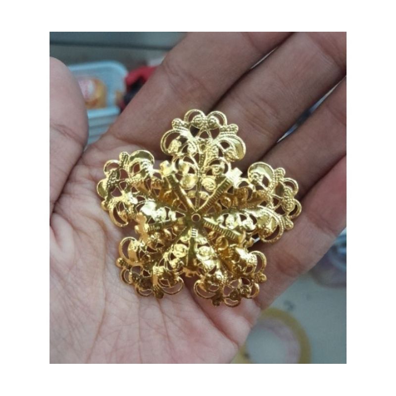 12pcs Lempengan Variasi Bunga Emas| Keriting