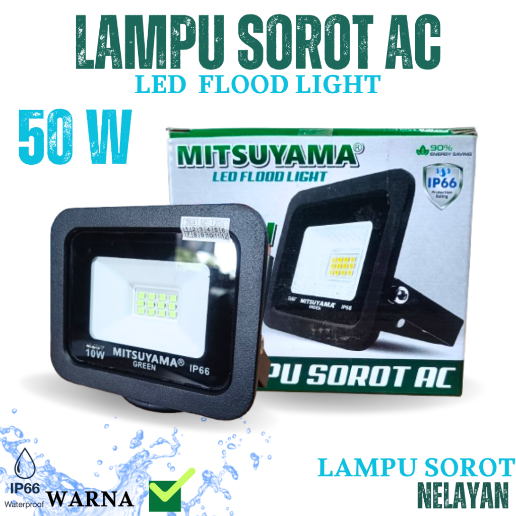 LAMPU SOROT NELAYAN HIJAU 50 WATT LAMPU SOROT IKAN 50 WATT LAMPU SOROT LED FLOODLIGHT WATERPROOF