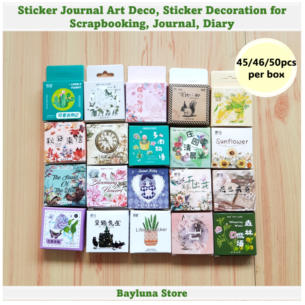 

BYL Etalase 2 ~ 45 or 46 or 50pcs/box Sticker Journal Art Deco, Sticker Decoration for Scrapbooking, Journal, Diary #B01-B04