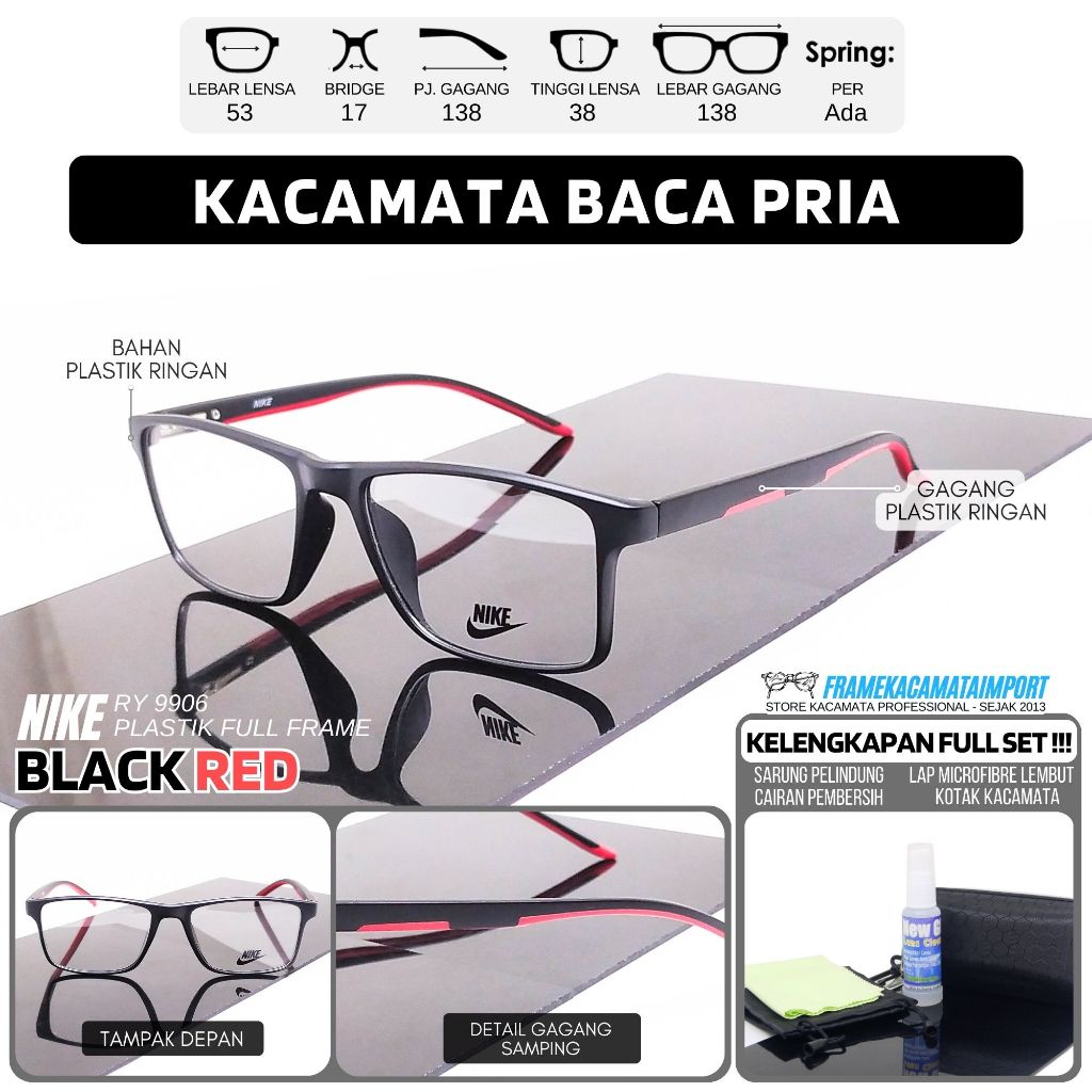 Kaca Mata Baca Plus Plastik Kotak Ringan Kualitas Optik